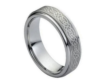 Keltische Wolfram Ring Silber 7mm Verlobungsring personalisierte Ring gravierbar