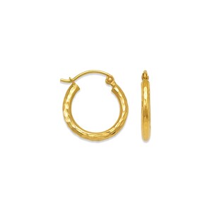 14k Solid Gold Hoop Earrings 2mm Round Tube Hoop Earrings