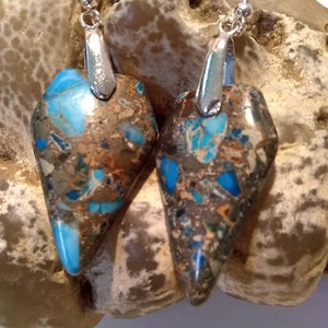 BLUE EARRINGS/Sea Sediment Earrings/Kite Shaped Earrings/Gemstone Earrings/Blue Stone Earrings/Handmade Earrings/Unique Earrings/