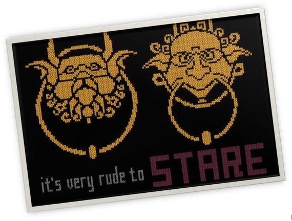 Labyrinth Movie Door Knockers Cross Stitch Pattern Downloadable Pdf