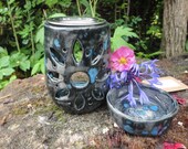 Incense with sieve and small incense bowl, censer, aroma lamp, fragrance lamp, incense burner, hand-modelled ceramic