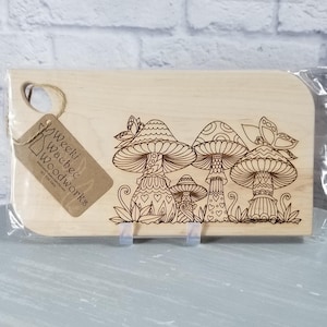 Mushroom Medley with Butterflies Whimsical Charcuterie Cutting Serving Board Functional Art for Kitchens, Boats, RVs, Picnics - Food Safe