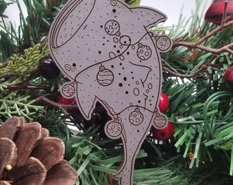 Whale Shark Holiday Christmas Tree Ornament - Driftwood Gray