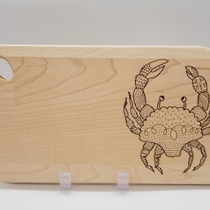 Crab Mandala Charcuterie Serving Cutting Board Functional Art for Kitchens, Boats, RVs, Picnic, Tea Time, Game Night - Food Safe