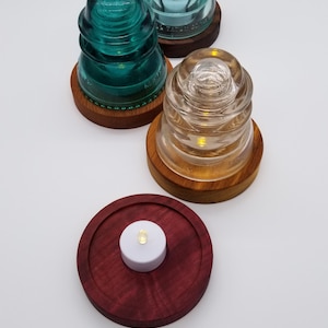 Glass Insulator Lamp Base for Vintage Hemingray 40, 42, 45, Armstrongs, Whitall Tatum, use with Flameless Candle Tea Light Night Light