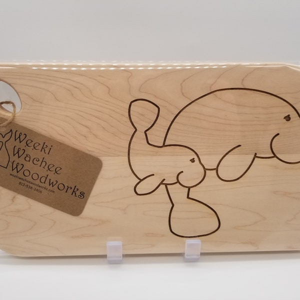 Manatees Charcuterie Cutting Board Decorative Kitchen Functional Art - Maple