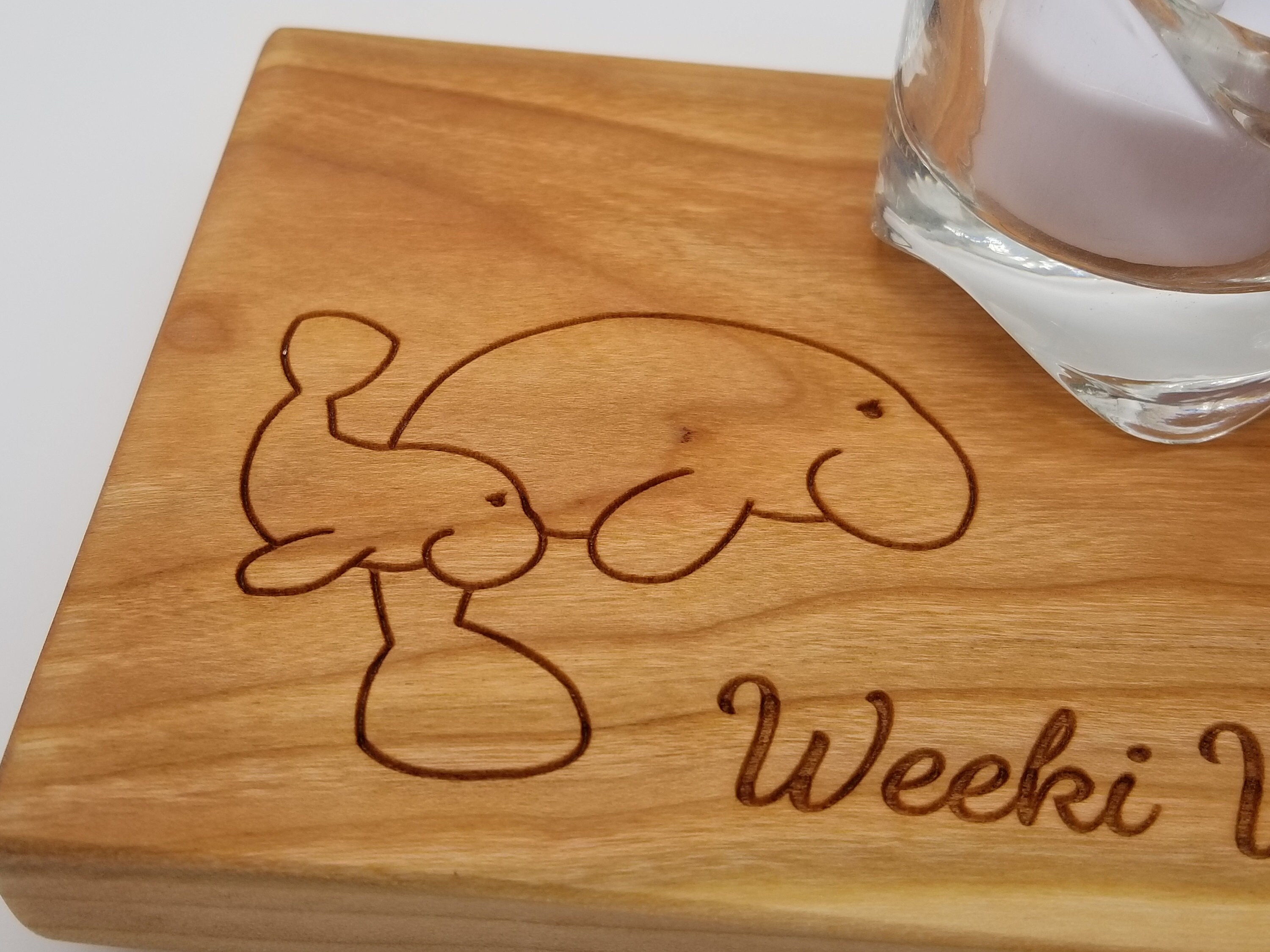 Mom & Baby Manatee Hardwood Raised Tray Home Decor Plant Stand Soap