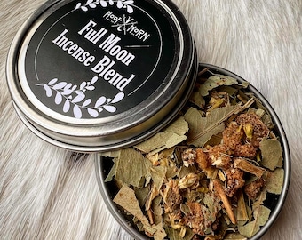 Full Moon Incense Blend – Loose Herbal Incense for Lunar Magic, Divination, Manifestation and Ritual – 2 oz Tin
