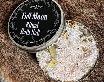 Full Moon Ritual Bath Salt – Lunar Bath for Cleansing, Grounding, Intuition and Full Moon Magic – 4 oz Tin