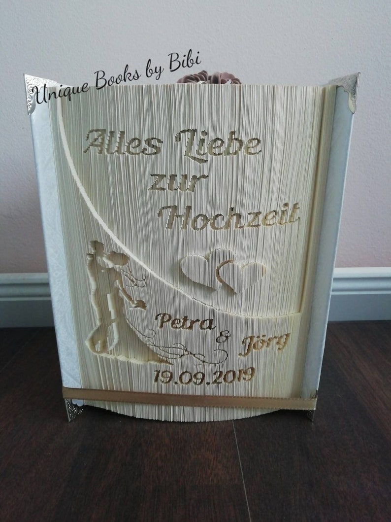 personalisiert Geschenke Hochzeit Geburtstag Buch gefaltet taufe Geburt Baby Brautpaar Verlobung Bild 4