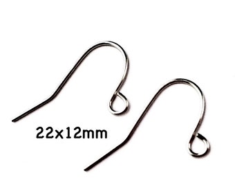 30 Pairs Stainless Steel Earwires, Earring Fish Hooks, Shepherd Hook Earwire, Fish Hook Earwire, Earring Hooks, Steel Earring Components