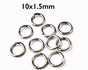 10x1.5mm Stainless Steel Jump Rings, Heavy Duty Jump Ring, Closed Unsoldered Jump Rings, Connector Rings, 10mm Jump Rings, 100PCS