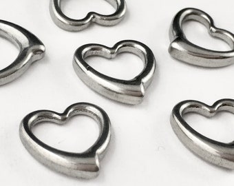 Stainless Steel Heart Charm, Hollow Heart Pendant, Steel Charms, Metal Charms, Metal Pendants, Heart Gifts, Jewelry Supplies, 1 Or 3 Pieces