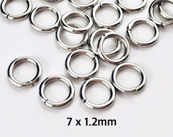 7x1.2mm Stainless Steel Jump Rings, Heavy Duty 17 Gauge Jump Rings, Closed Unsoldered Jump Rings, Stainless Steel Findings, 100 Pieces