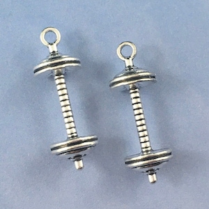 Bulk Dumbbell Charms, 20 Pieces, Antique Silver Dumbbell Pendants, Dumbbell Jewelry, Dumbbell Necklace, Dumbbell Earrings, Dumbbell Keyring