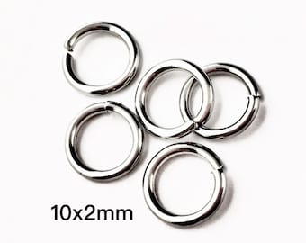 10x2mm Stainless Steel Jump Rings, Ultra Heavy Duty Jump Ring, Closed Unsoldered Jump Rings, Connector Rings, 10mm Jump Rings, 100PCS