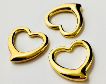 Gold Stainless Steel Heart Charm, Hollow Heart Pendant, Steel Charms, Metal Charms, Metal Pendants, Heart Gifts