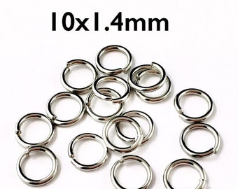 10mm Stainless Steel Jump Rings, 10x1.4mm Heavy Duty Jump Ring, 15 Gauge Closed Unsoldered Jump Rings, Steel Findings, 100 PCS