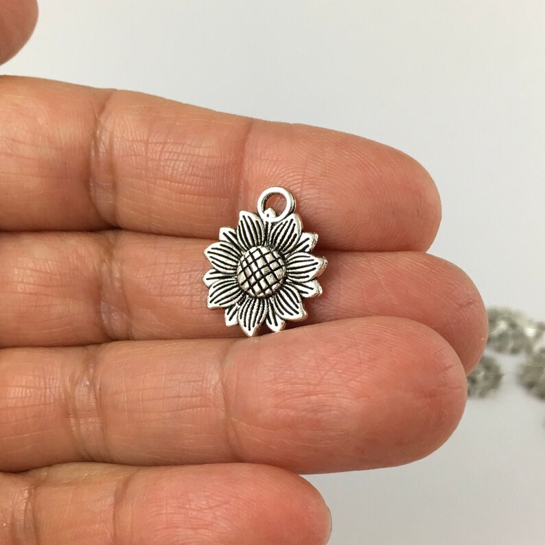 Bulk Sunflower Charms Antique Silver Sunflower Pendant Etsy Australia