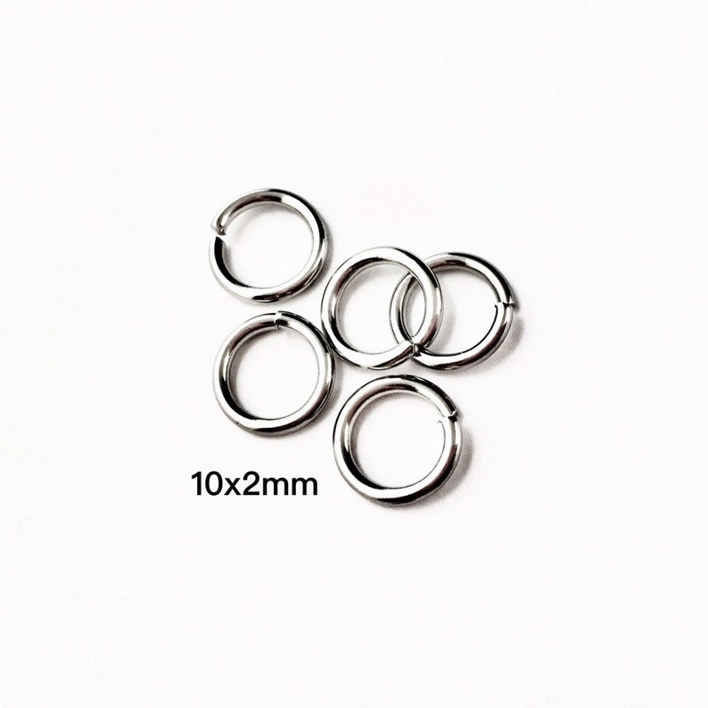 10x2mm Stainless Steel Jump Rings, Ultra Heavy Duty Jump Ring, Closed Unsoldered Jump Rings, Connector Rings, 10mm Jump Rings, 100PCS image 1