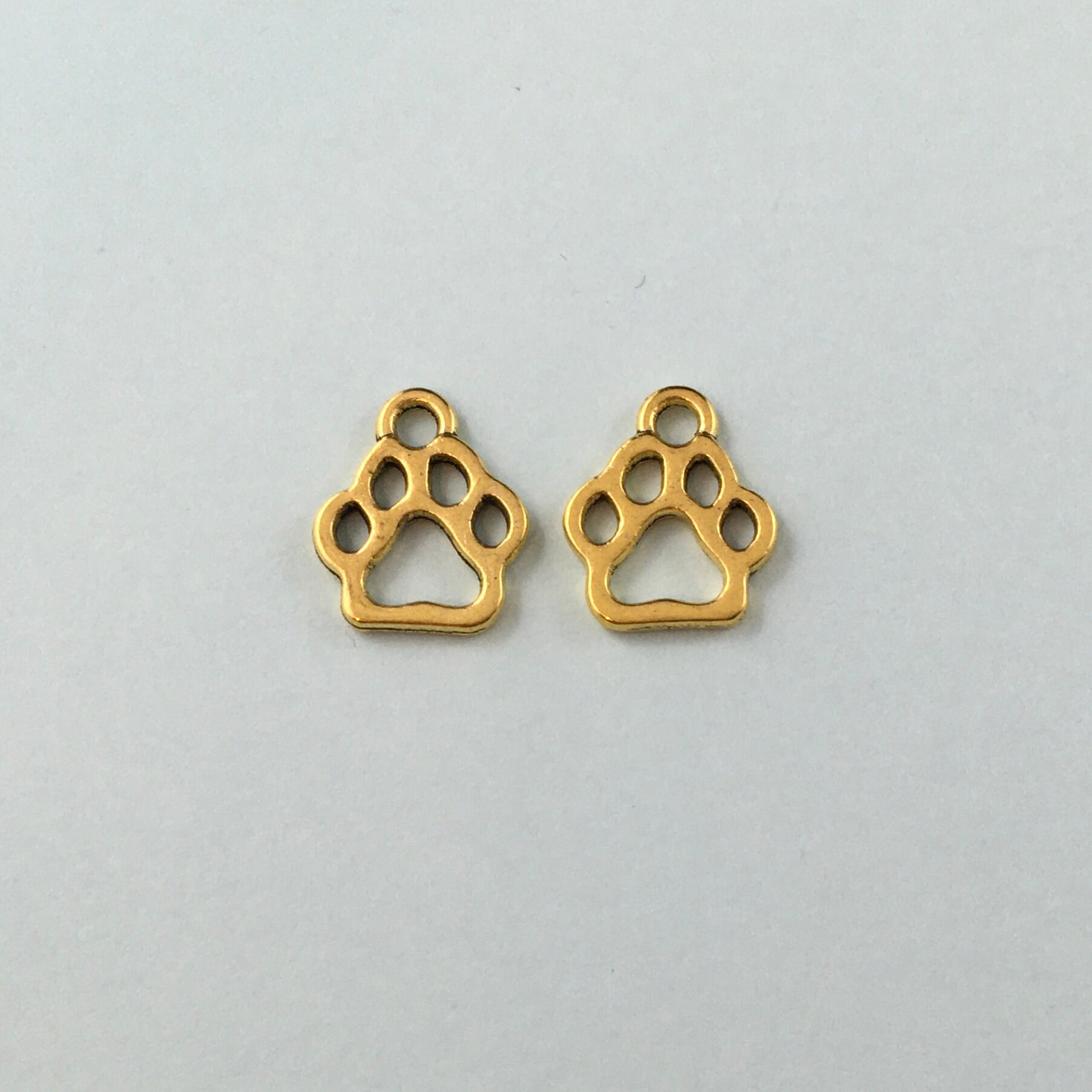 Bulk Antique Gold Paw Print Charms, Pet Charm, Dog Paw, Cat Paw, Animal