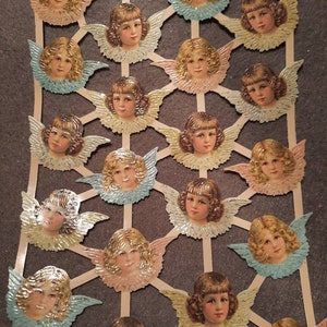 Images brillantes, images poétiques, anges nostalgiques, avec et sans paillettes, 7398, Ernst Freihoff, gaufrage allemand, style vintage, ferraille