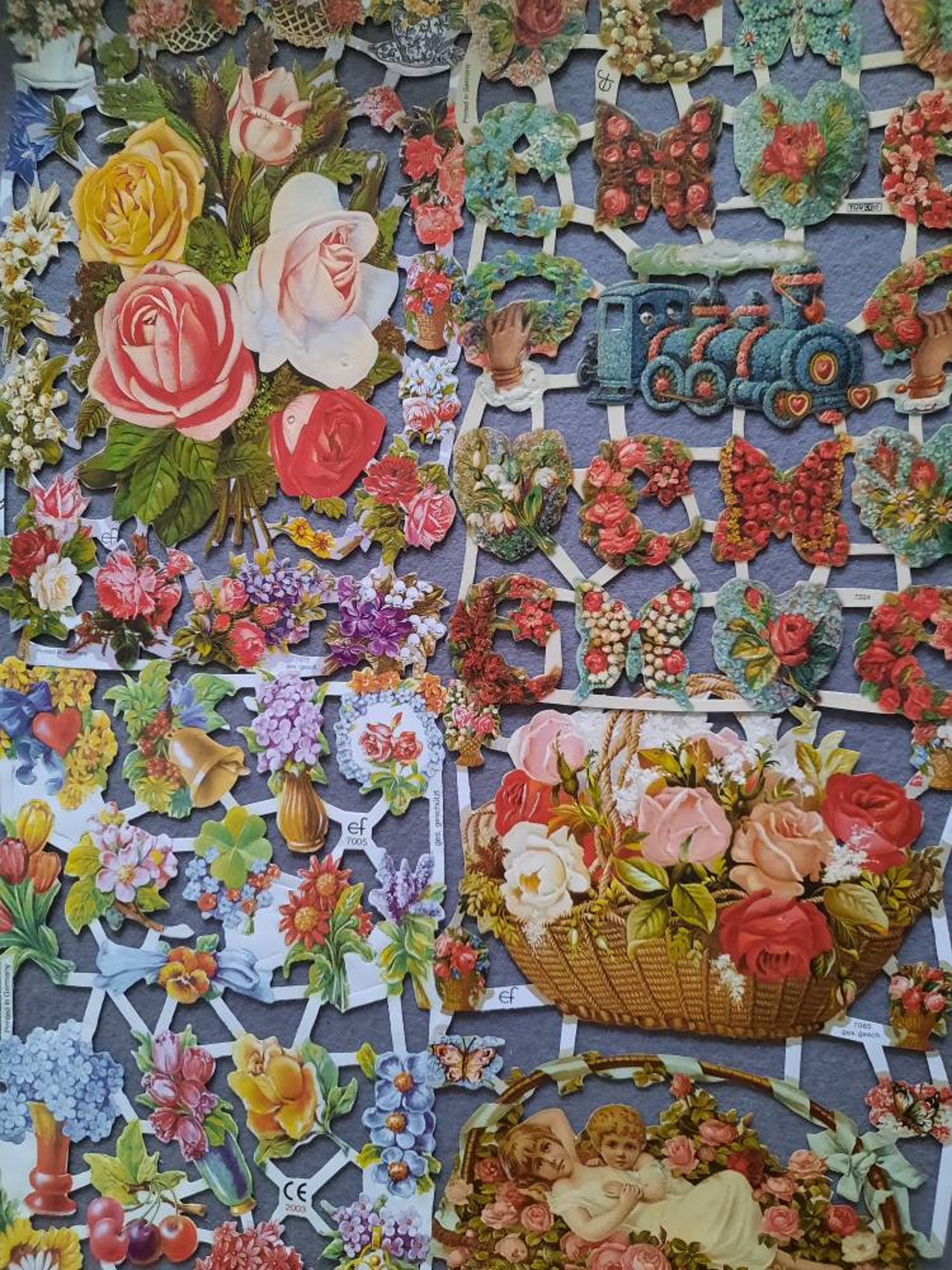 Poetry Nostalgia, roses, fruit, grapes, pigeons, tulips, with and without glitter,7005, 7065, 7066, 7073, 7092, 7176, 7224, 7311