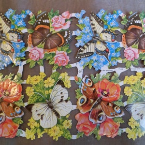 Images brillantes, images poétiques, avec et sans paillettes, papillons printaniers, 7143b, Ernst Freihoff, gaufrage allemand, style vintage, scrap