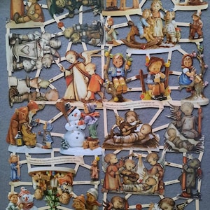 Glanzbilder Poesie Nostalgie, Hummel Figuren, Hummel und M.J.Hummel, Kinder, Weihnachten,Winter,Engel, 7504, 7505, 7506, 7507 Ernst Freihoff