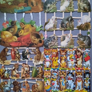 Glanzbilder Poesie Nostalgie, Ratten, Hühner, Küken, Hund, Katzen, Affen, Motive, 7090, 7138, 7357, 7034, 7043, 7380, 7432 Ernst Freihoff