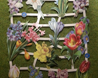 Glanzende foto's poëzie foto's lentebloemen, zonder glitter 7413, Ernst Freihoff, Duits reliëf, vintage stijl, schroot
