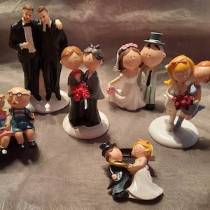 bride and groom, wedding couple, cake figure, men, women, grandma and grandpa