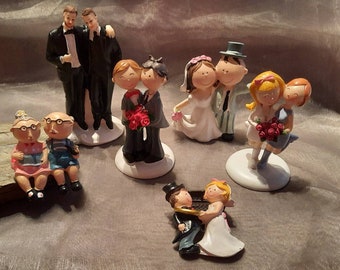 Bride and groom, wedding couple, cake figure, men, women, grandma and grandpa