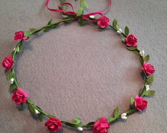 Wreath, adjustable, wedding, wreath, ca. 60 cm, fuchsia, light blue