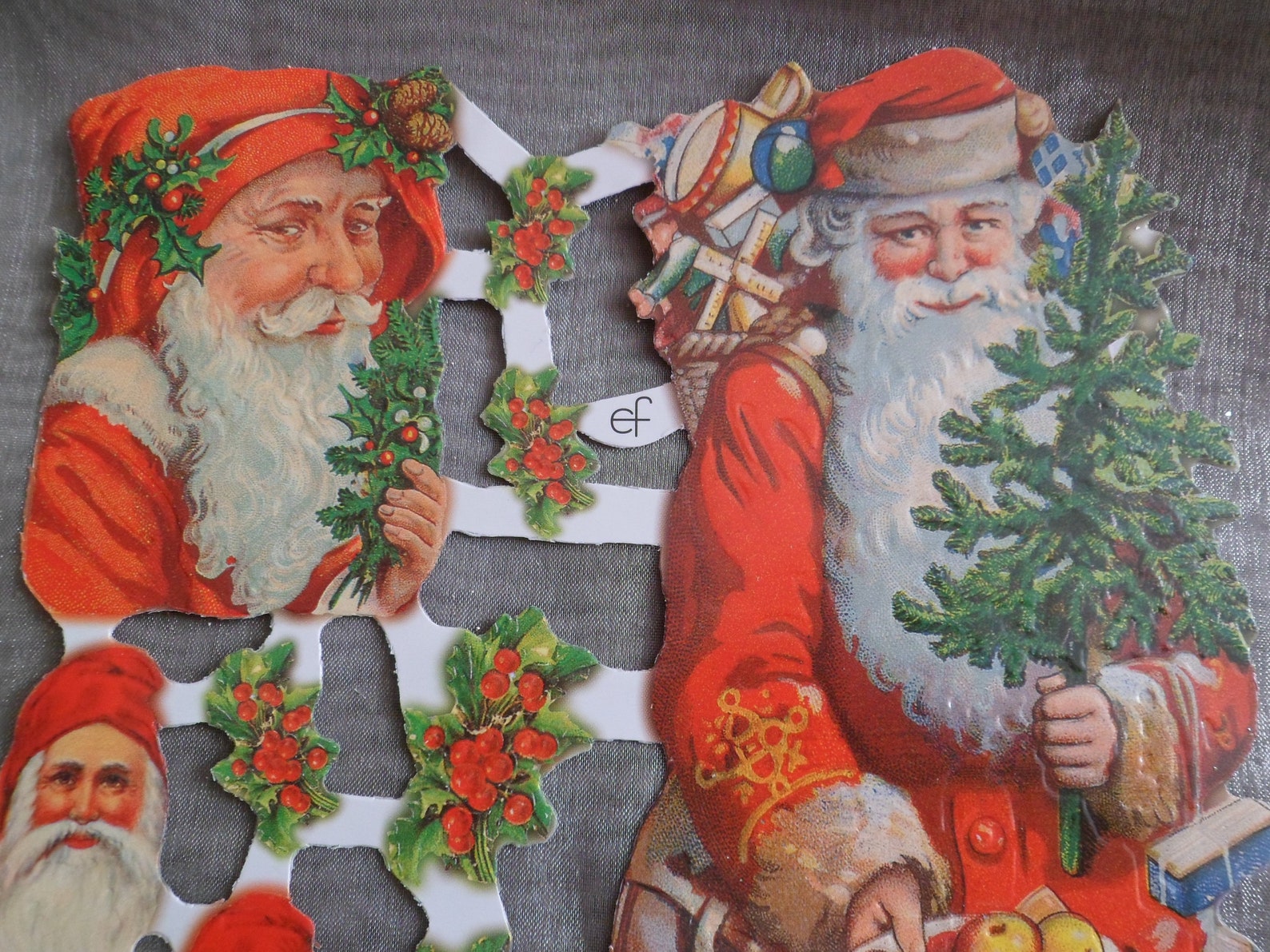 Glanzbilder Poesiebilder Nostalgie Santa Claus, with and without glitter, 7219, Ernst Freihoff, German Embrossed, Vintage Style, Scrap