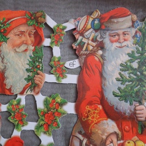 Images brillantes images de poésie nostalgie Père Noël, avec et sans paillettes, 7219, Ernst Freihoff, German Embossed, Vintage Style, Scrap