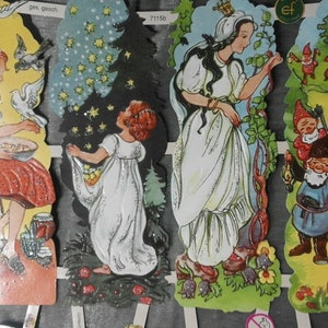 Glanzende afbeeldingen Poëzie Afbeeldingen Sprookjes 7115b, met en zonder glitter, Ernst Freihoff, Duits reliëf, vintage