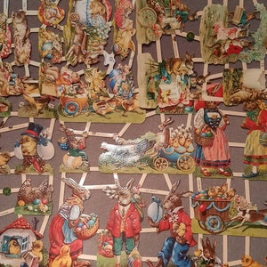 Glanzbilder Poesie Nostalgie Hasen, Küken, Kinder, Ostern 7 verschiedene Motive m. 7174 u. o Glitter 7421, 7349, 7399,7389, 7094, 7402, 7168