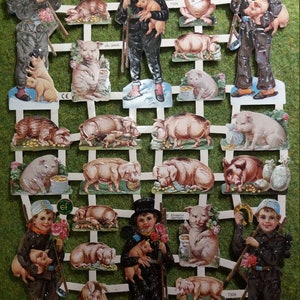 Images brillantes, images poétiques, cochon porte-bonheur, ramoneur, Nouvel An, Bonne Année, trèfle porte-bonheur, 7326