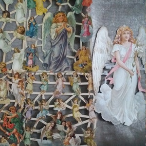 Glanzende foto's poëzie foto's 5 verschillende met en zonder glitter nostalgie engel, putto, 7370, 7179B, 7237, 7086