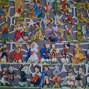 Glanzbilder Poesie Nostalgie, Kinder 50iger-60iger Jahre, Zwerge, Osterhasen, Ostern, 7010, 7014, 7037 7038, 7458 Ernst Freihoff