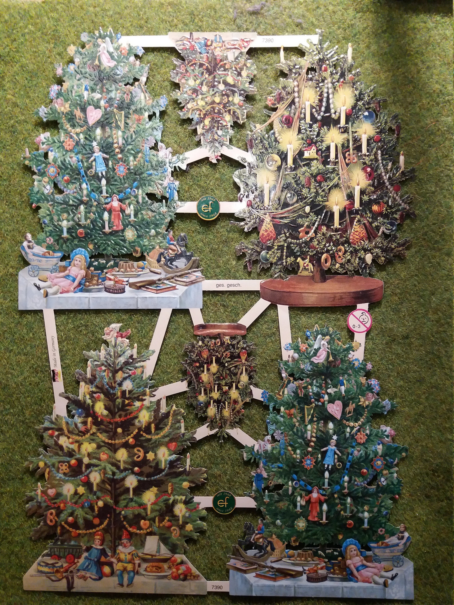 Glanzbilder Poesiebilder Nostalgia Christmas tree, with and without glitter, 7390