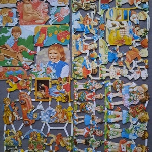 Images brillantes poésie nostalgie, enfants années 50-60, bébé, 7011, 7029, 7031, 7032, 7035, 7036, 7068 Ernst Freihoff, Allemand Gaufré