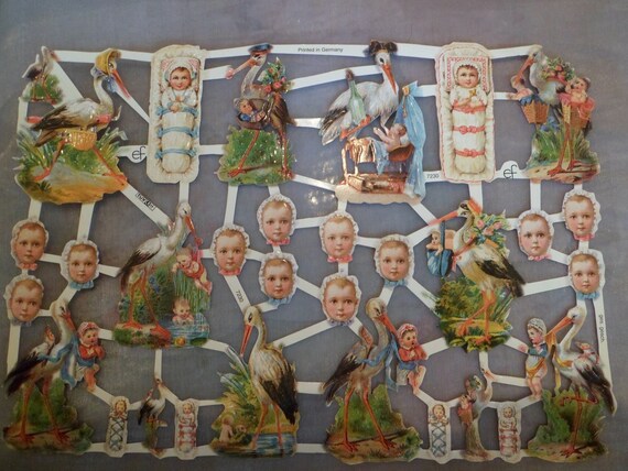 Vintage Scraps - Babies and Stork Vintage Scraps - Babies and Stork
