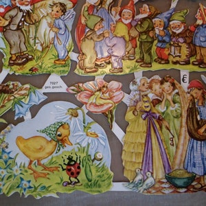 Glanzbilder Poesiebilder Kinder Märchen, Hänsel und Gretel, mit und ohne Glitter, 7027, Ernst Freihoff, German Embrossed Vintage Style Scrap