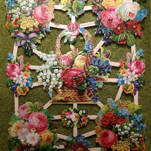 Images brillantes, images poétiques, fleurs, roses avec et sans paillettes 7345, Ernst Freihoff, gaufrage allemand, style vintage, ferraille