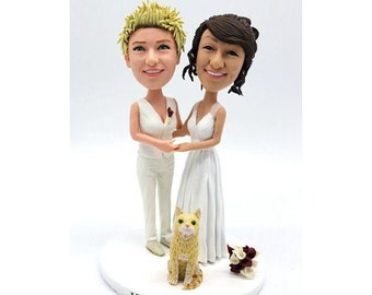 Custom Lesbian Cake Toppers For Wedding Bride Bride Samesex wedding Figurines Made From Photos