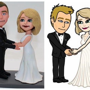 Create your own wedding cake toppers with cartoon version unique gifts idea for wedding bride groom