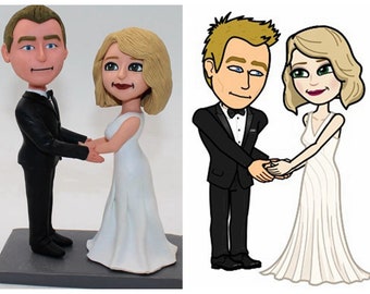 Create your own wedding cake toppers with cartoon version unique gifts idea for wedding bride groom