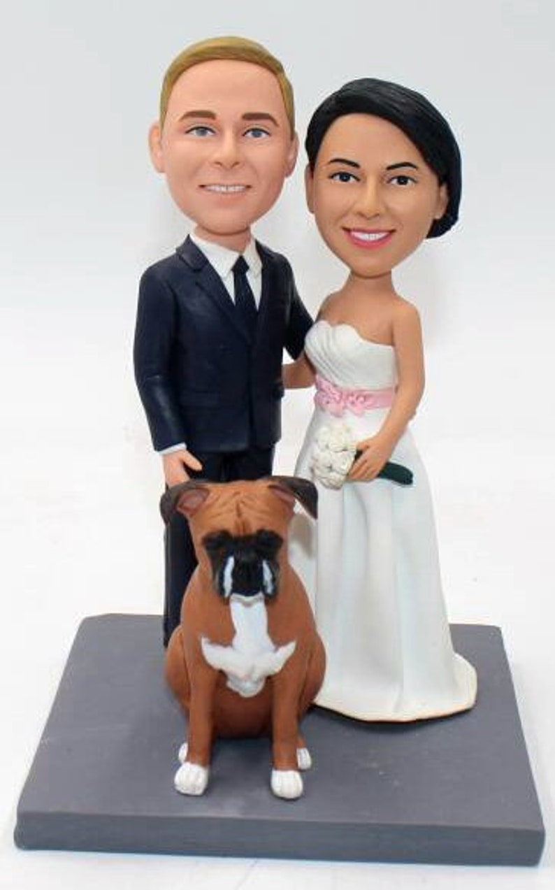 Personalized cake toppers for wedding with dog pet wedding cake toppers figurines image 4